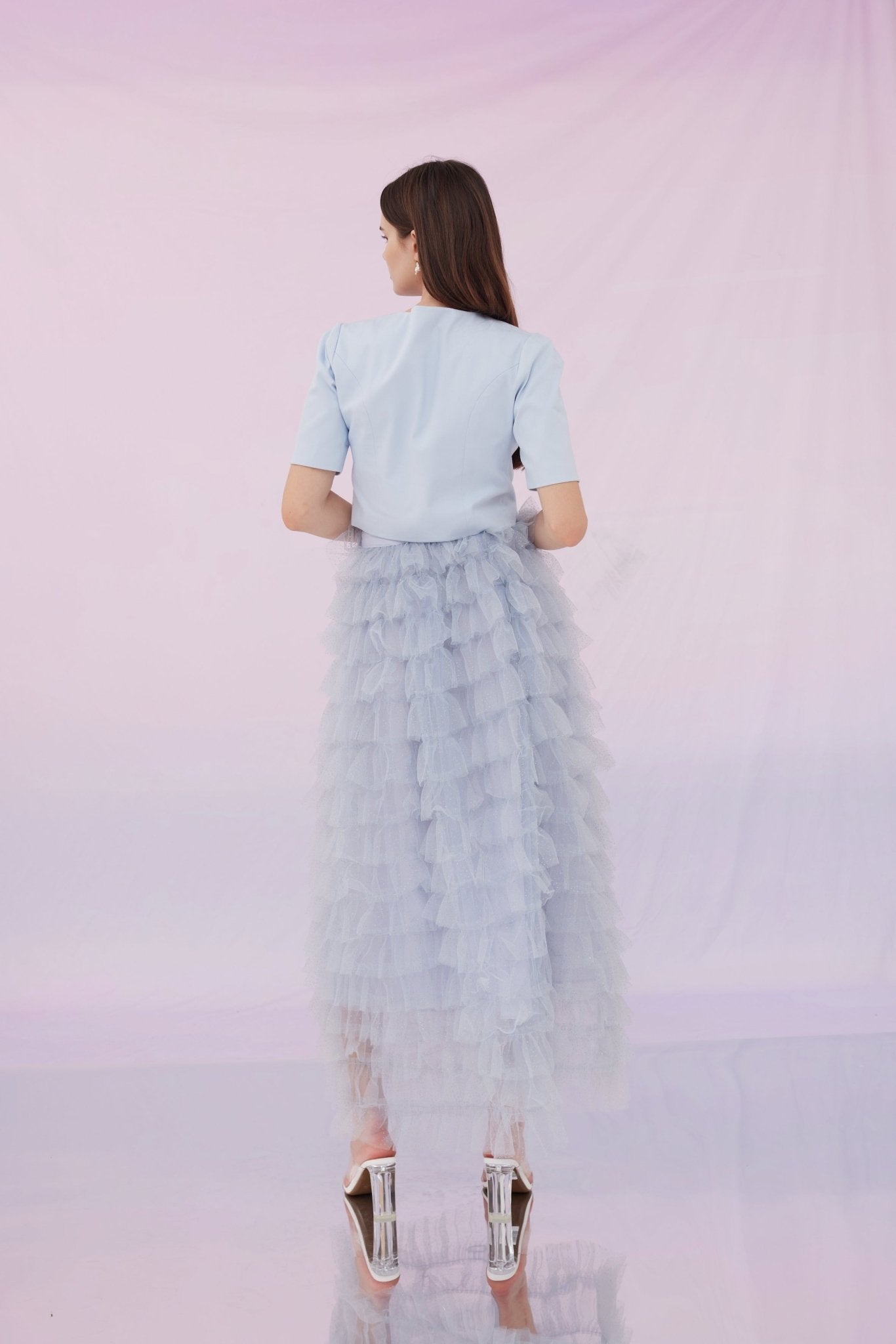 Emmi Tier Grey Mesh Skirt - Nimisski