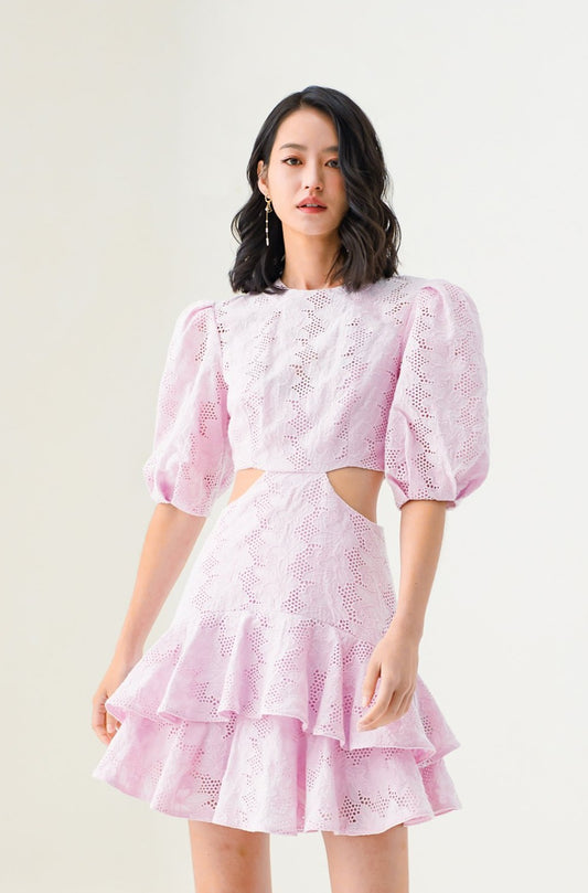 Emilie Pink Eyelet Dress