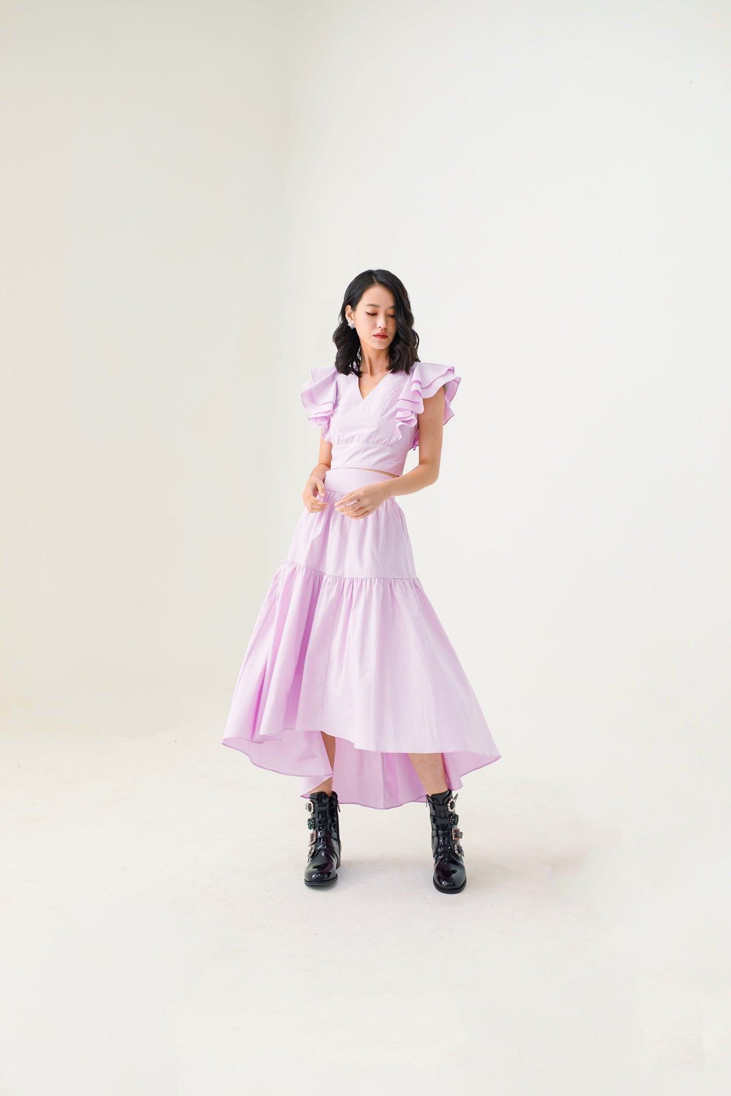 Erica Ruffles Sleeves Top in Purple