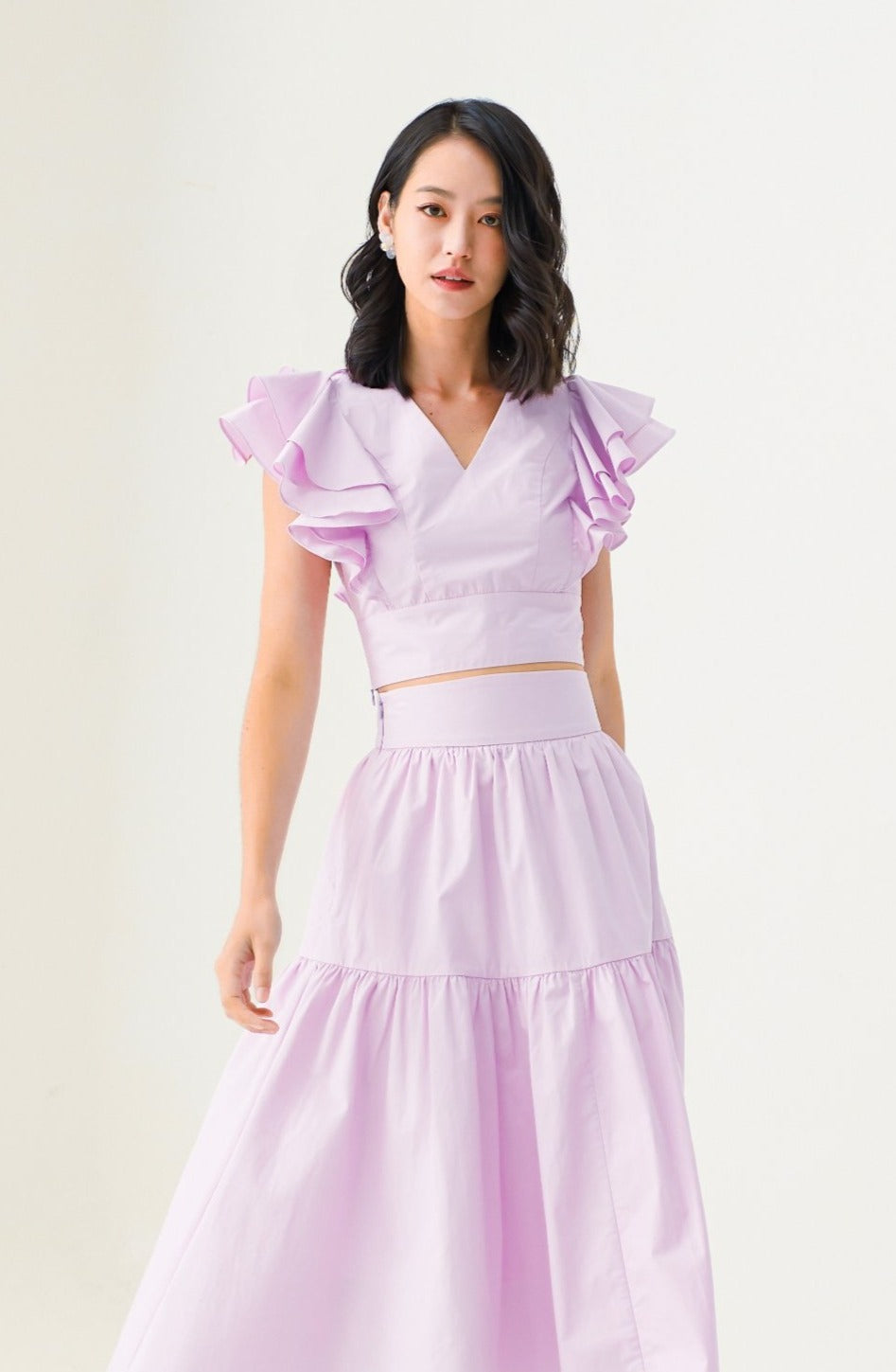 Erica Ruffles Sleeves Top in Purple
