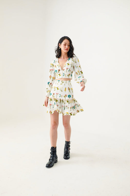 Estela White Floral Embroidery Top - Nimisski