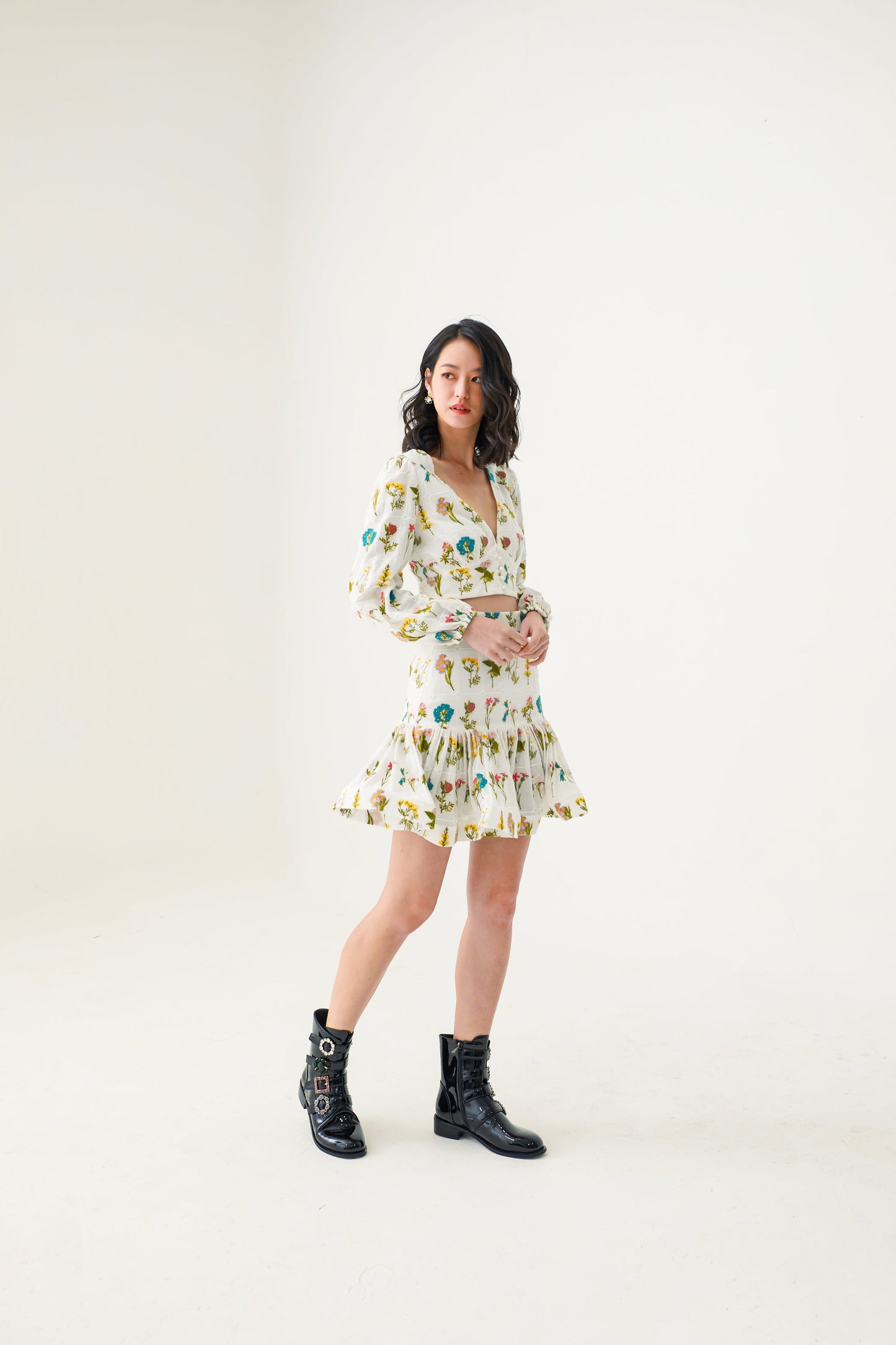 Estela White Floral Embroidery Top