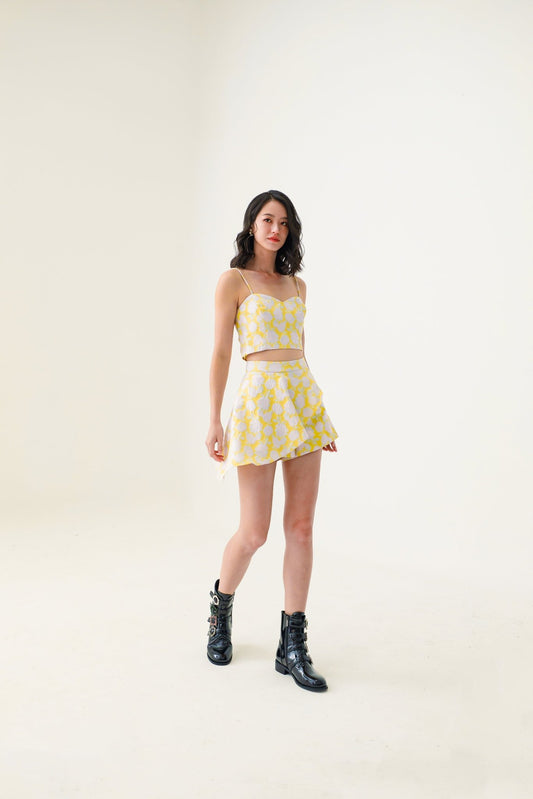 Eryn Yellow Brocade Top - Nimisski