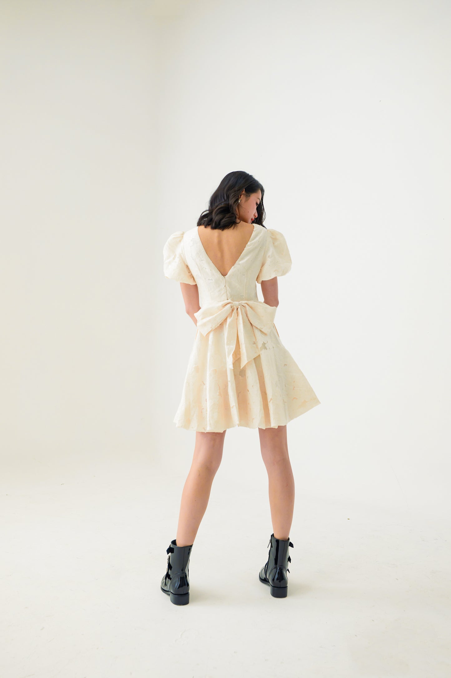 Ema Beige Brocade Dress