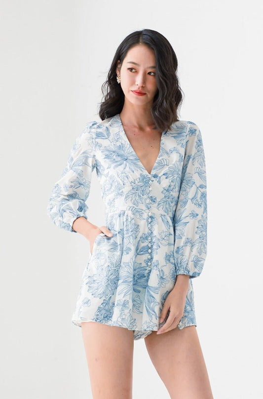 Emmalee Floral Stitches Romper - Nimisski