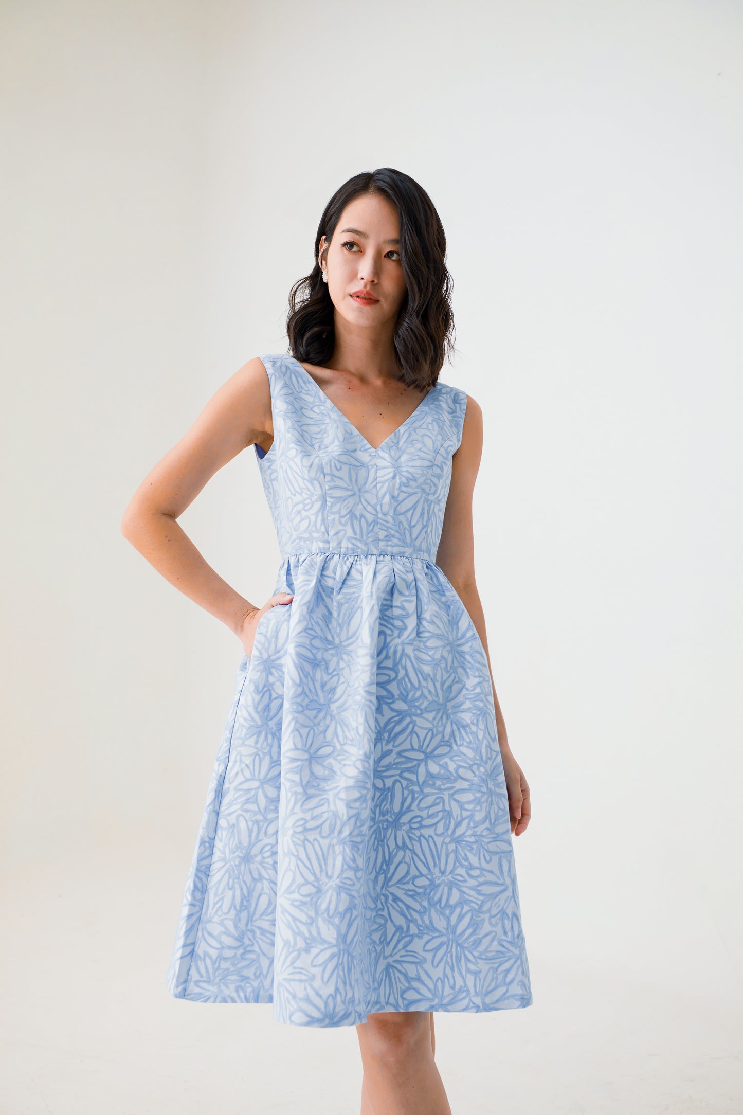 Elayna Brocade Mid Length Dress