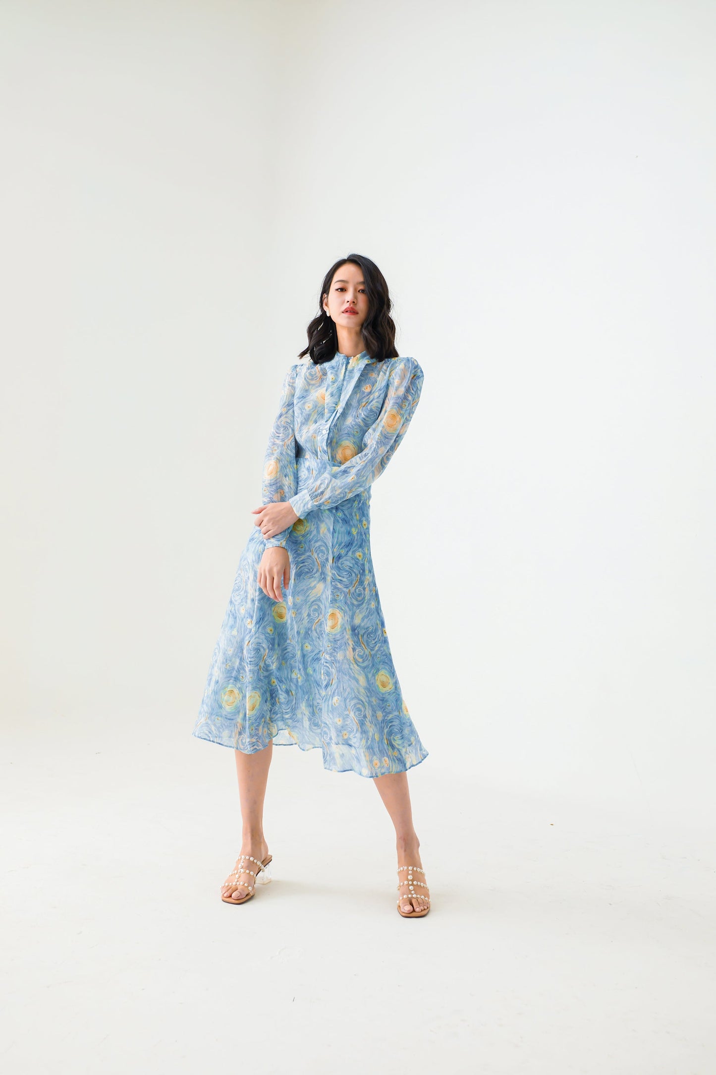 Hope Blue Chiffon Abstract Printed Top