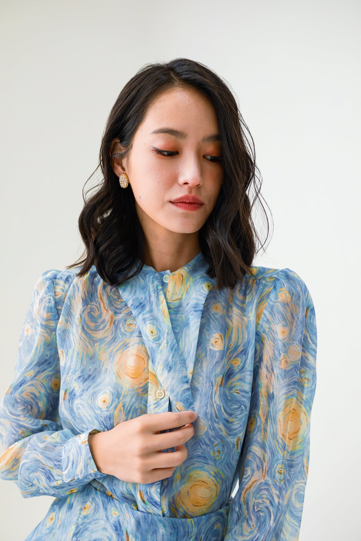 Hope Blue Chiffon Abstract Printed Top