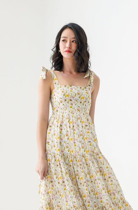Edie Floral Print Tiered Dress - Nimisski