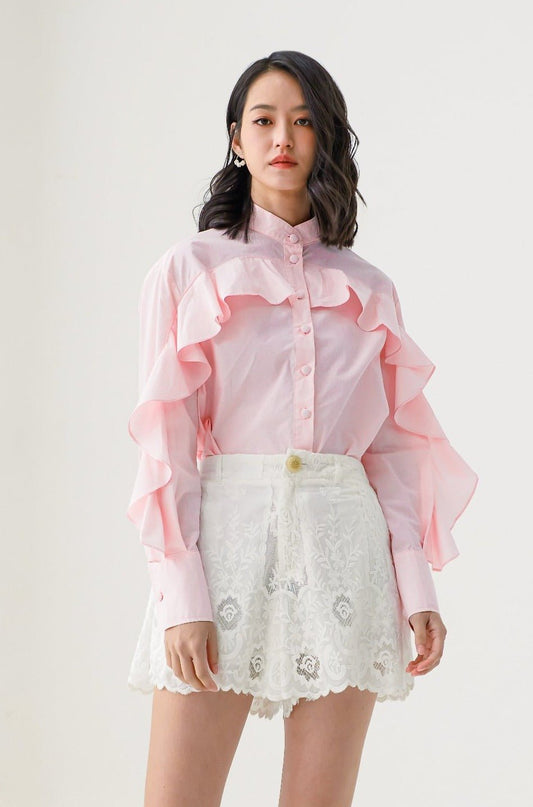 Eunice Pink Ruffles Top - Nimisski