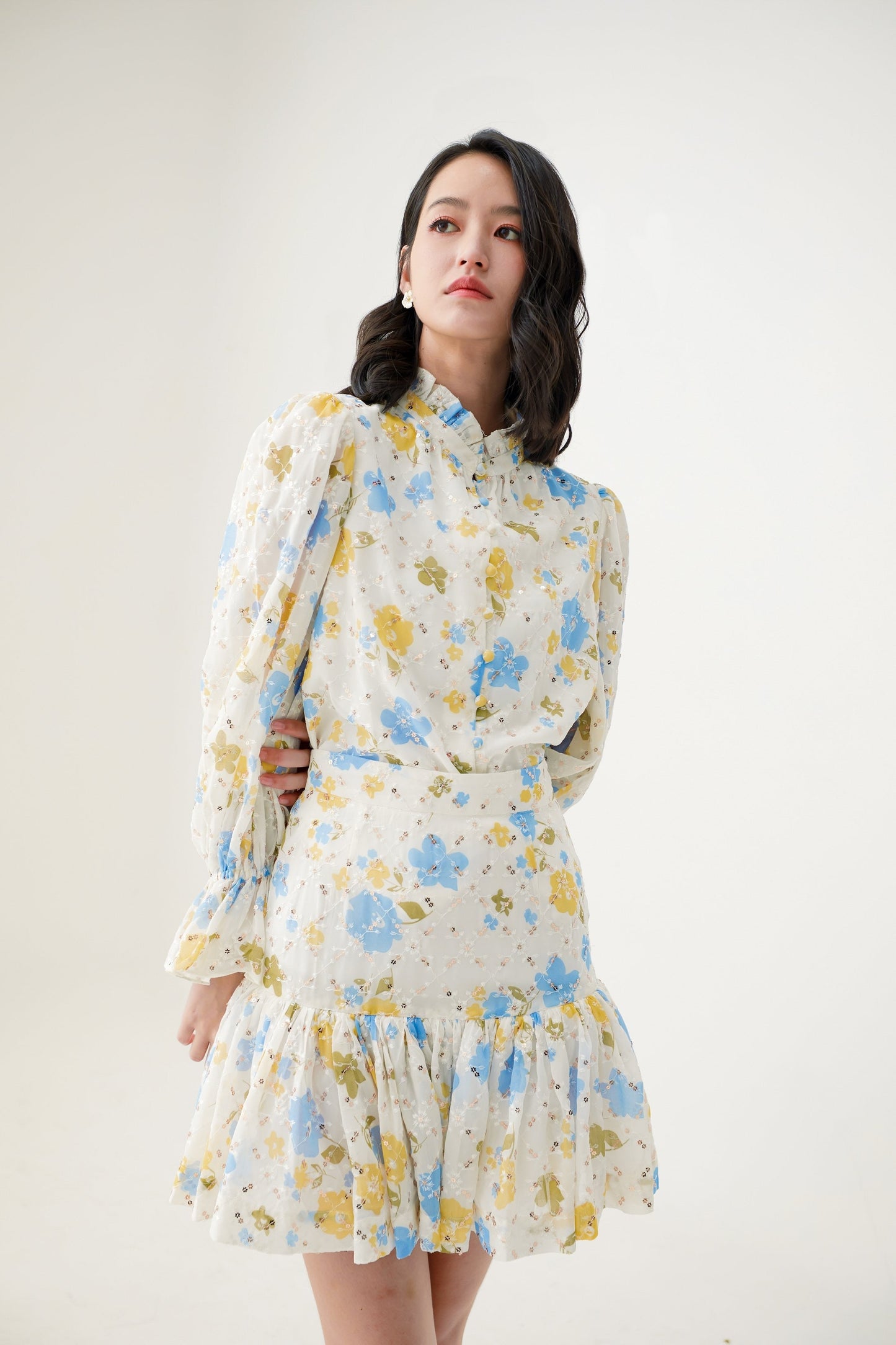 Evana Sequins Floral Prints Top