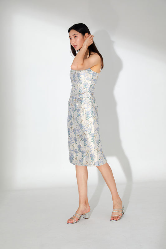Grace Ruched Brocade Dress