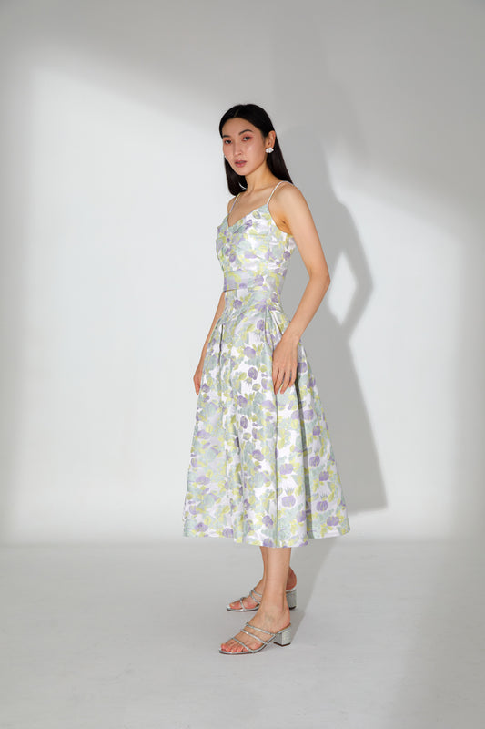 Jade Floral Brocade Skirt