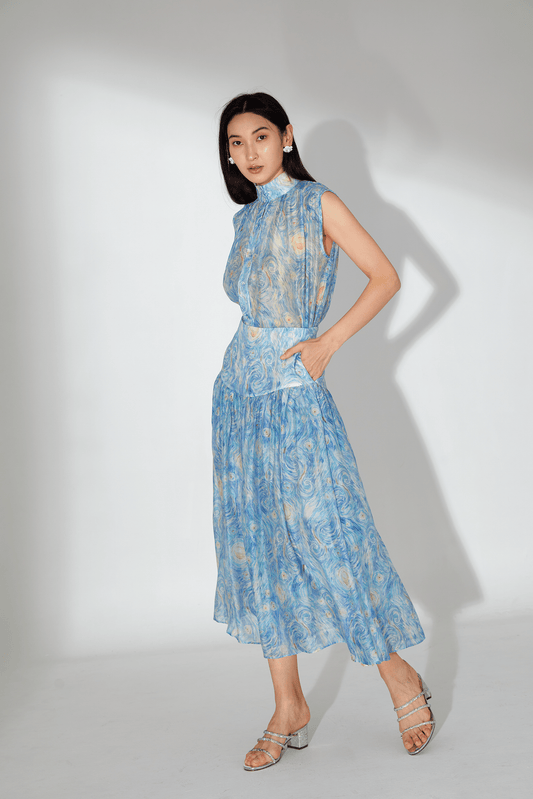 Juliette Chiffon Abstract Printed Skirt - Nimisski