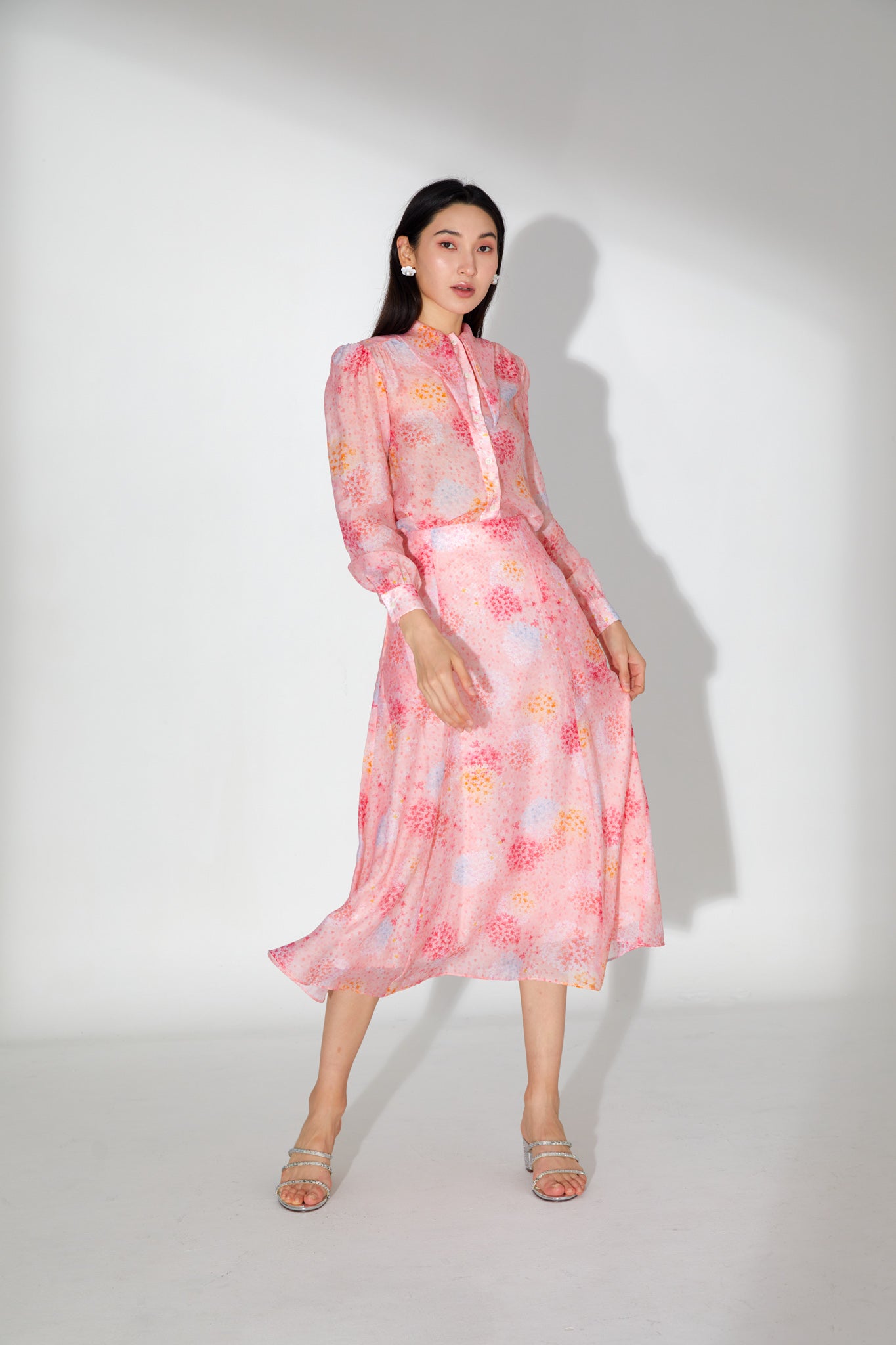 Hope Pink Chiffon Abstract Printed Top