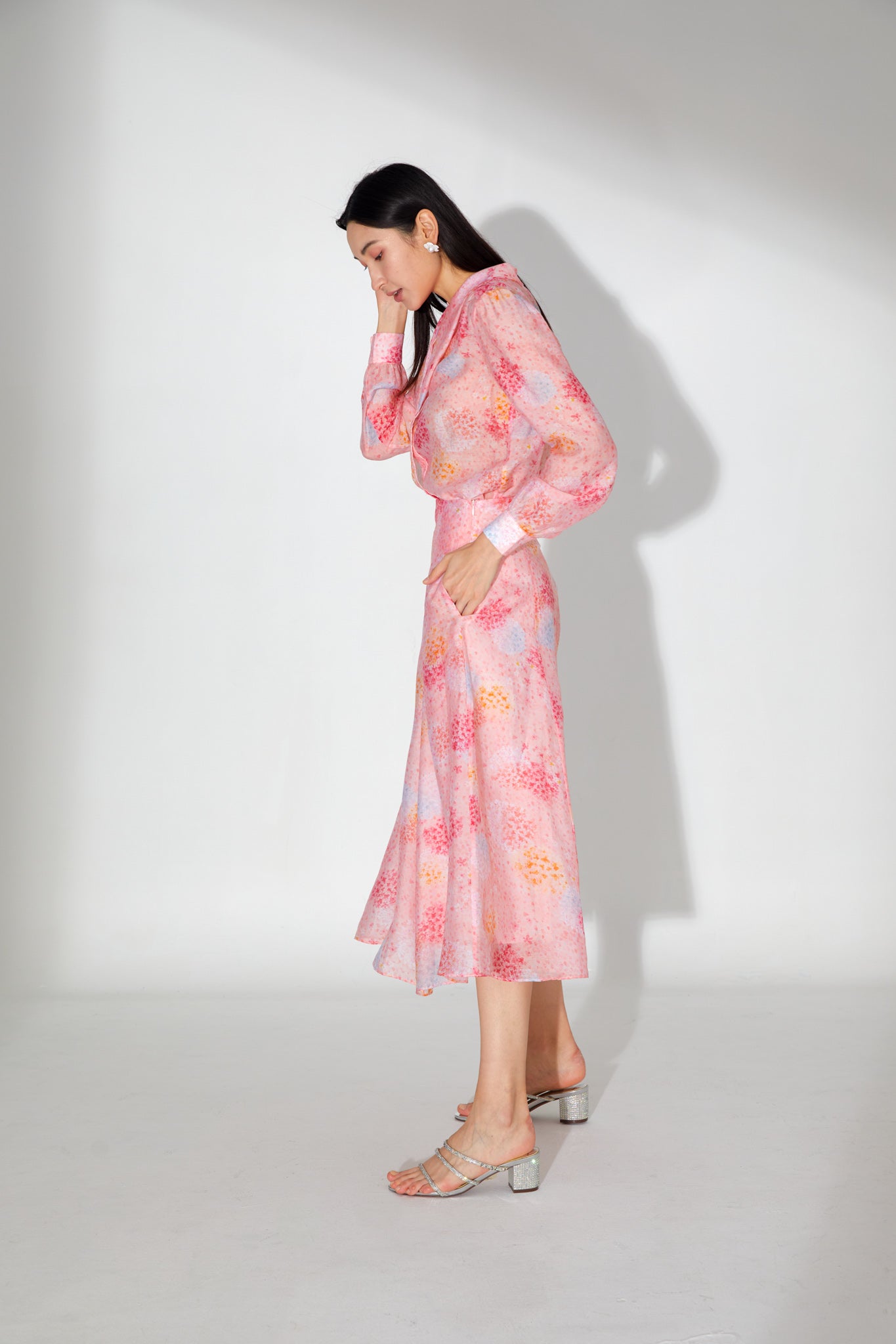 Hope Pink Chiffon Abstract Printed Top