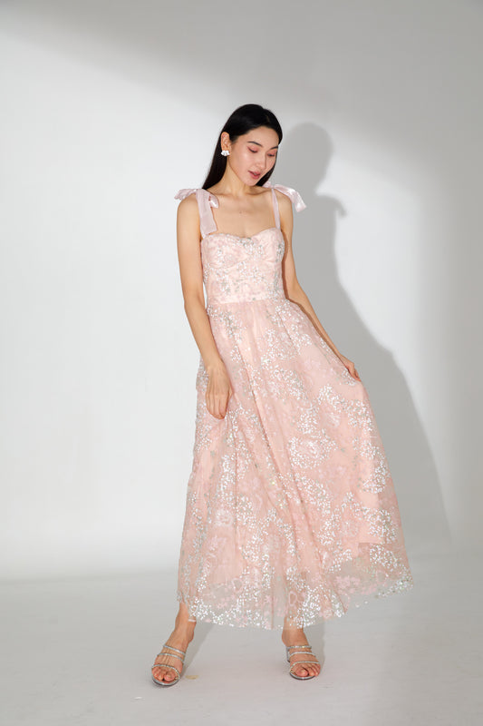 Francisca Sequin Embroidered Tulle Maxi Dress