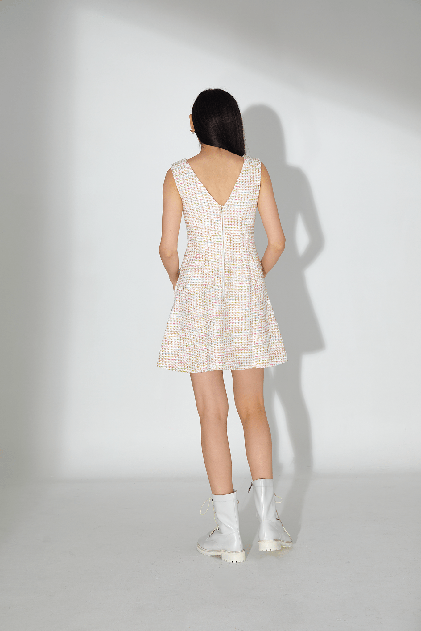 Harlyn V - Neck Tweed Mini Dress - Nimisski