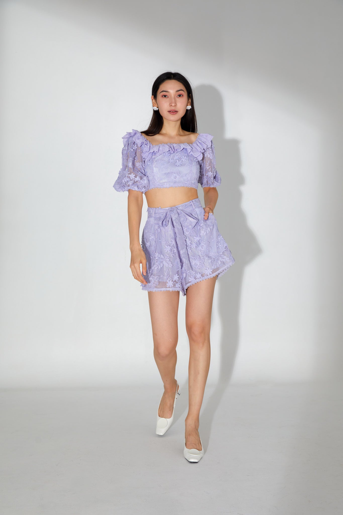 Jasmine Ruffles Crochet Cropped Top