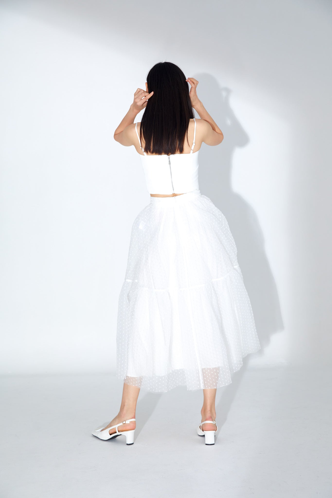 Janelle White Swiss Dot Skirt