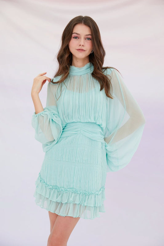 Ella Silk Dress Light Green - Nimisski