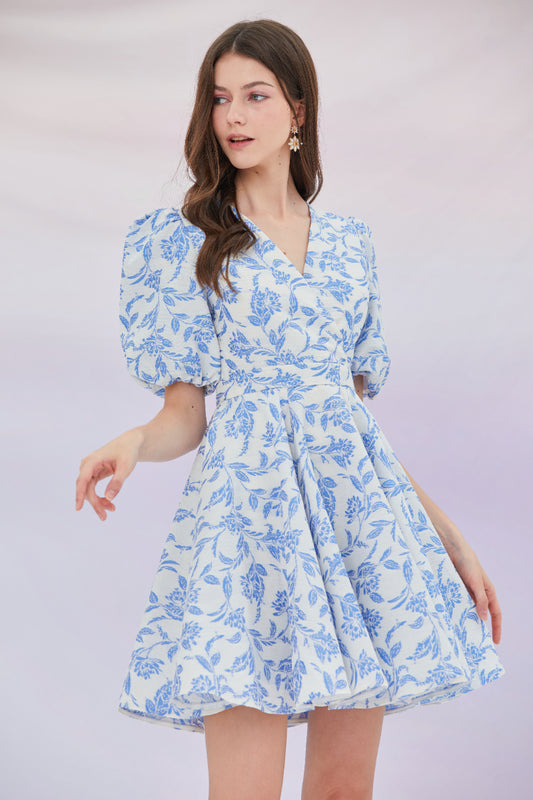 Elena Botany Puff Sleeves Dress Lilac