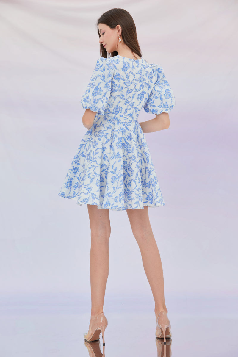 Elena Botany Puff Sleeves Dress Lilac