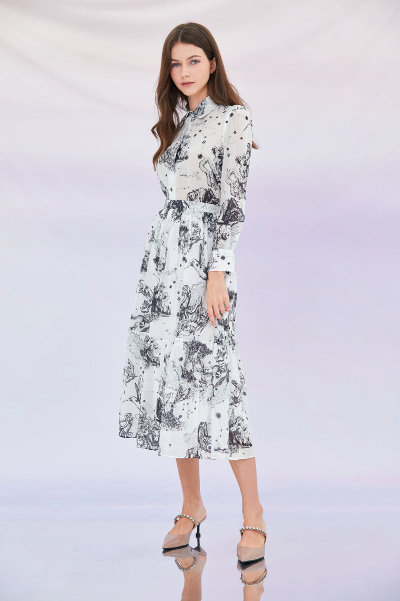 Elodie Abstract Bird Print Skirt