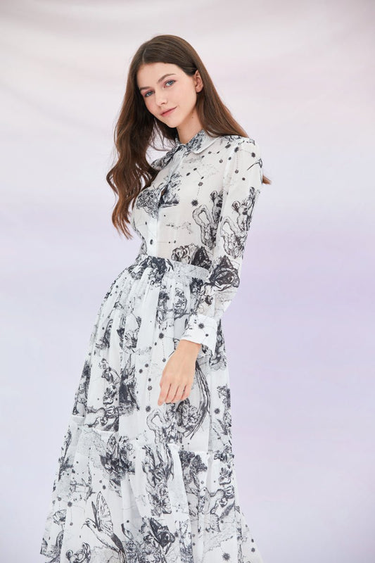 Elodie Abstract Bird Print Skirt - Nimisski