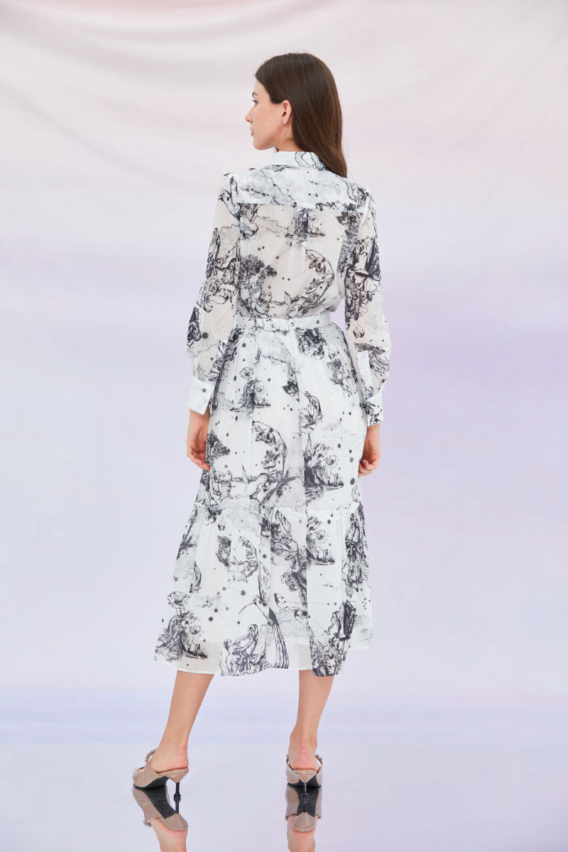 Elodie Abstract Bird Print Skirt