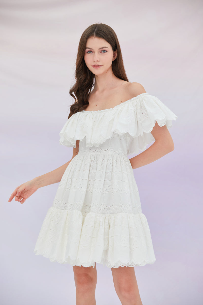 Evelynn White Embroidered Dress