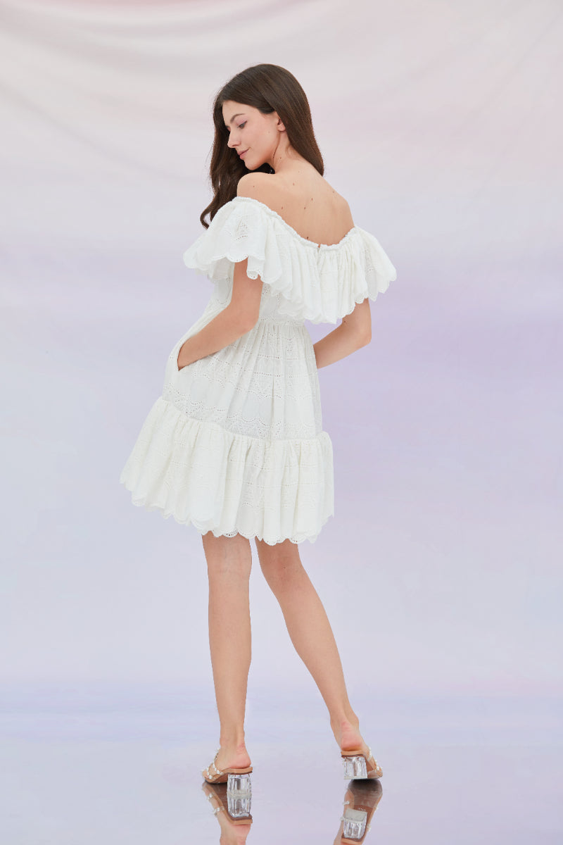 Evelynn White Embroidered Dress