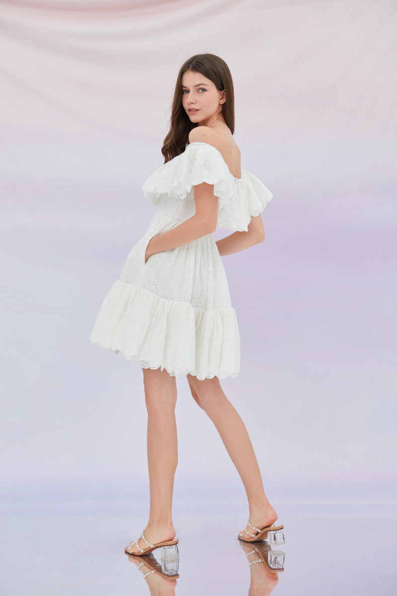 Evelynn White Embroidered Dress
