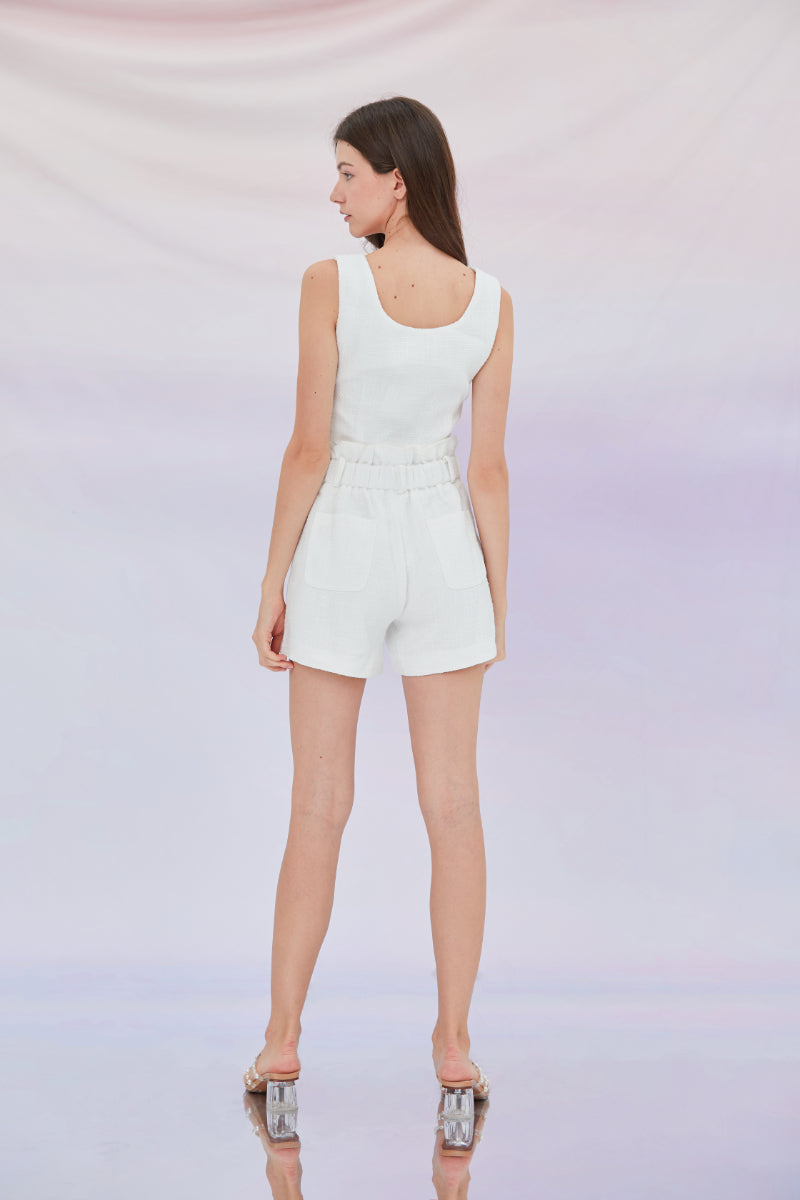Julie White Tweed Buttoned Top & Shorts