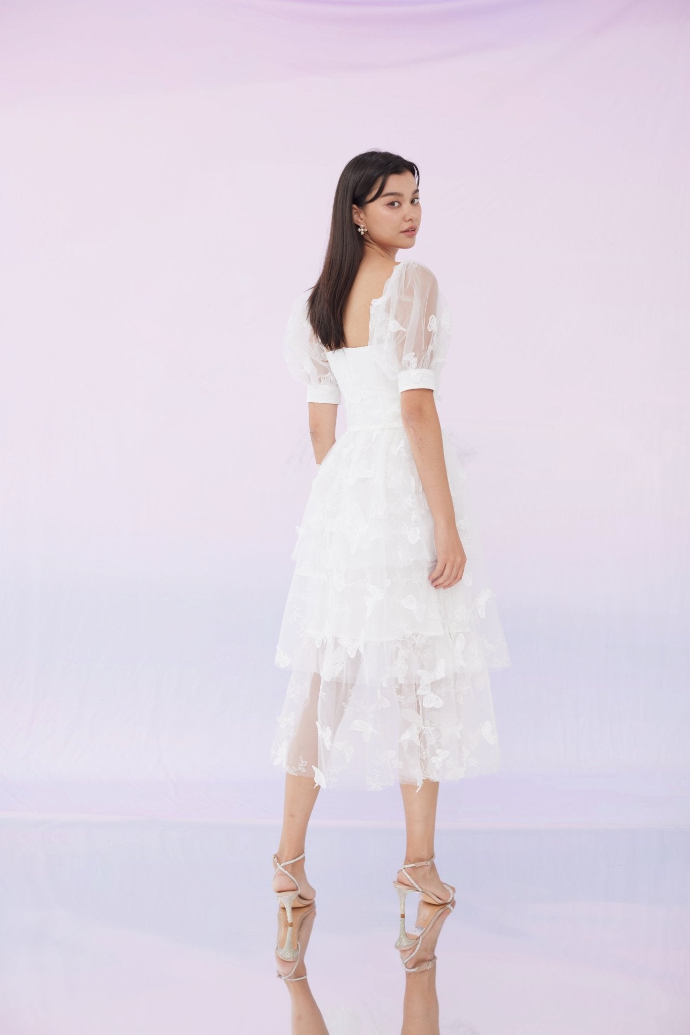 Felica White Tier Long Dress - Nimisski