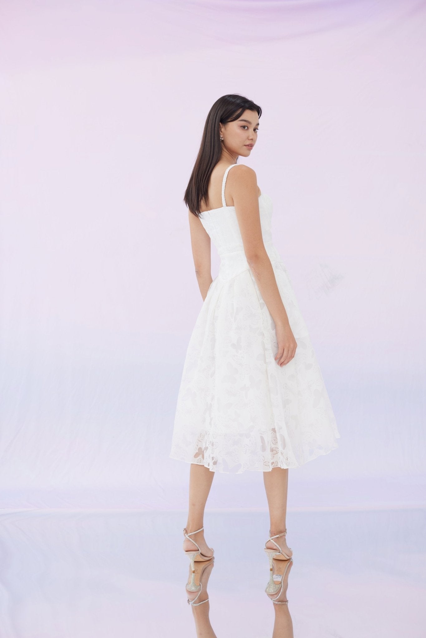 Fleta White Butterfly Long Dress - Nimisski