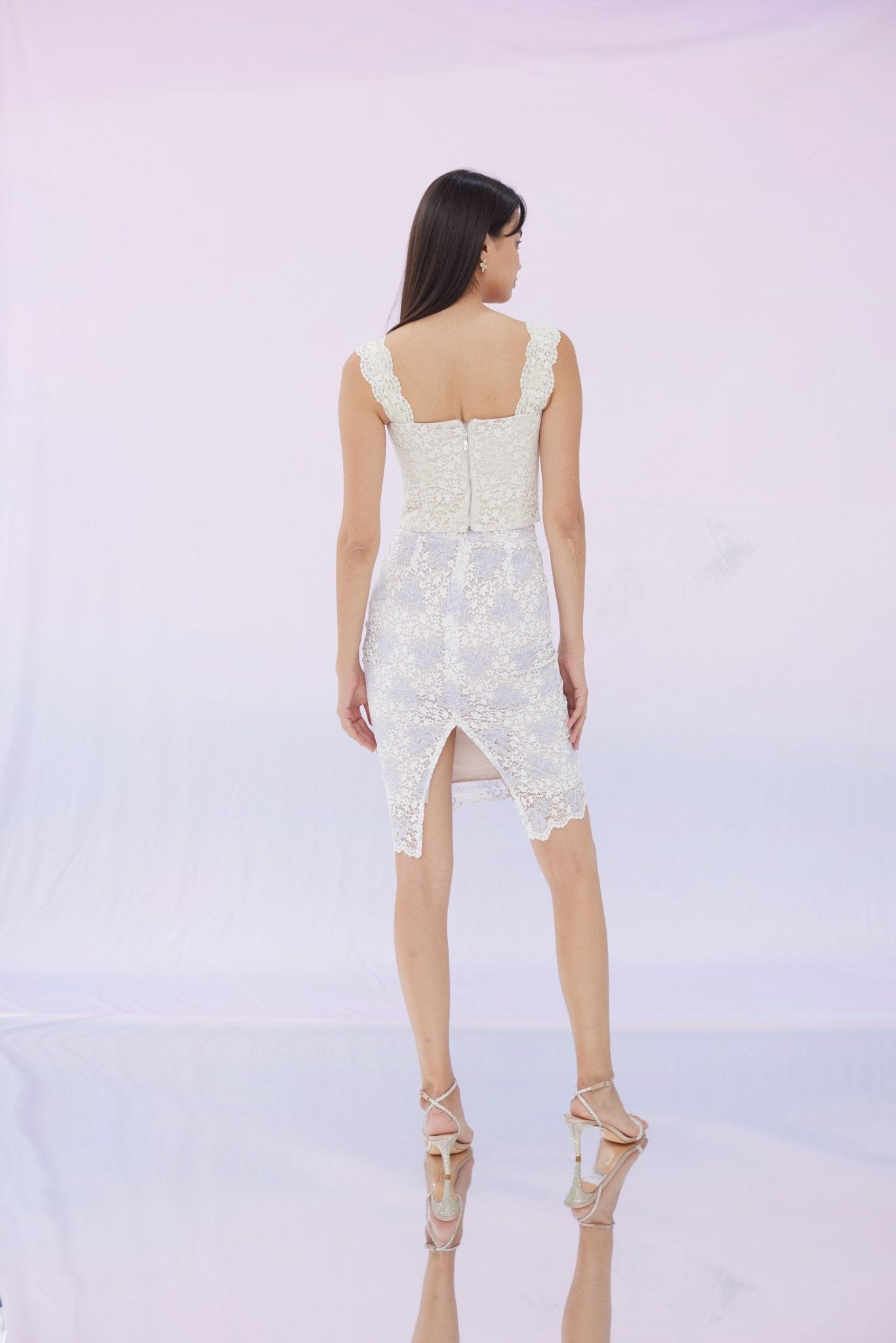 Fawne White Purple Lace Skirt - Nimisski