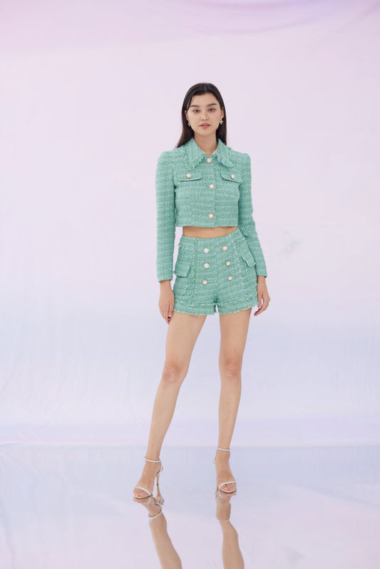 Gene Multi Green Tweed Shorts
