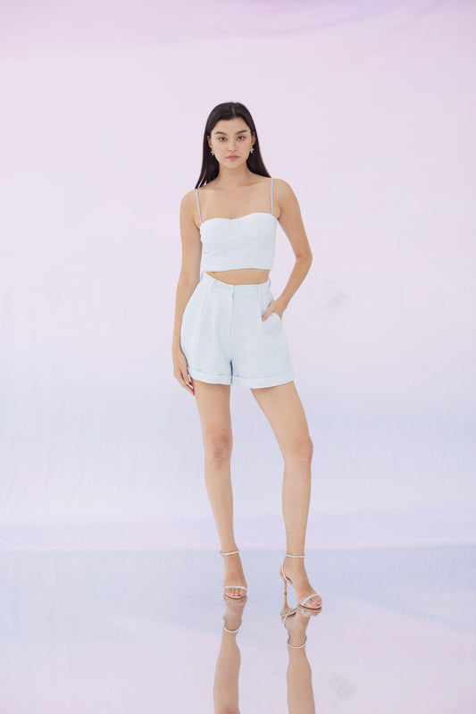 Florella Light Blue Tweed Top