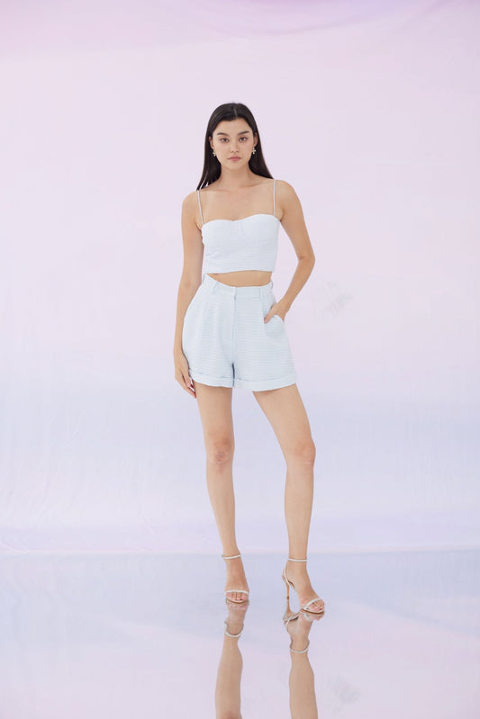 Florella Light Blue Tweed Top - Nimisski