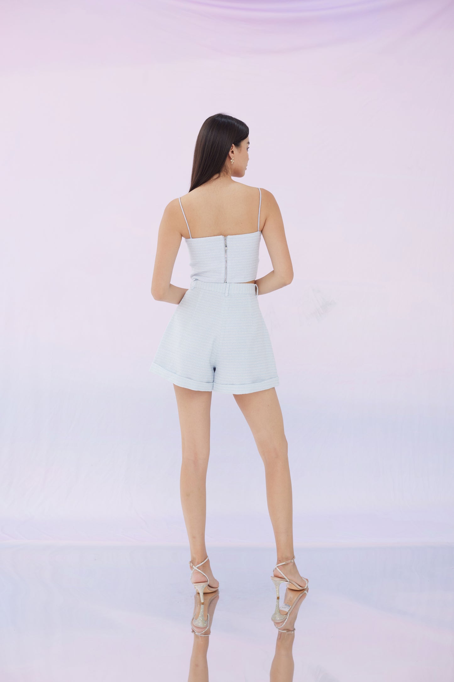 Florella Light Blue Tweed Top