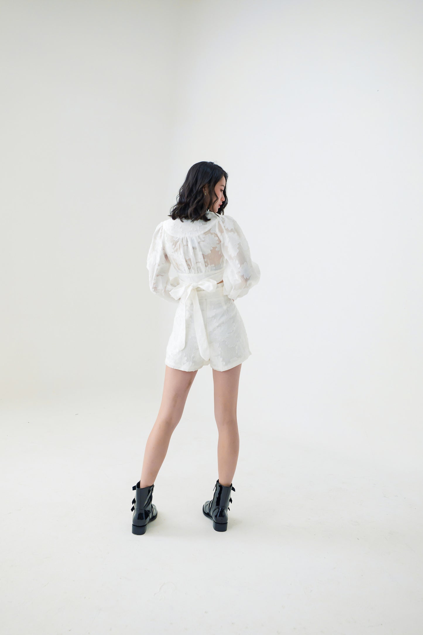 Evalyn Jacquard Top White