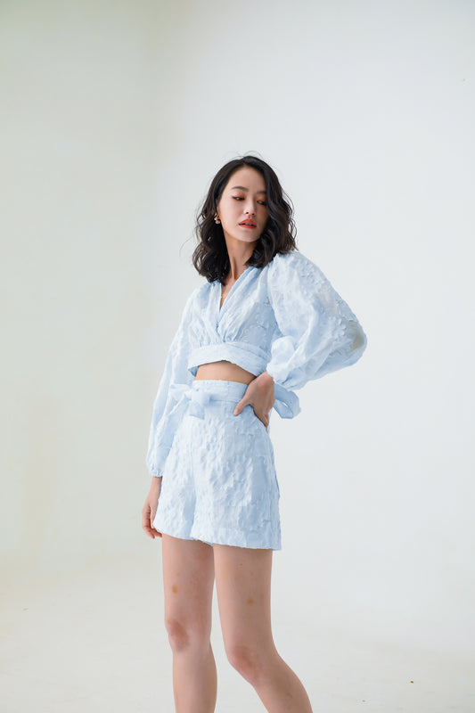 Evalyn Jacquard Top Blue