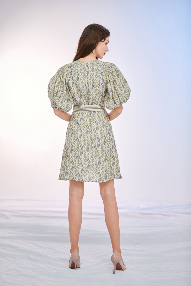Daphne Linen Blueberry Print Dress - Nimisski