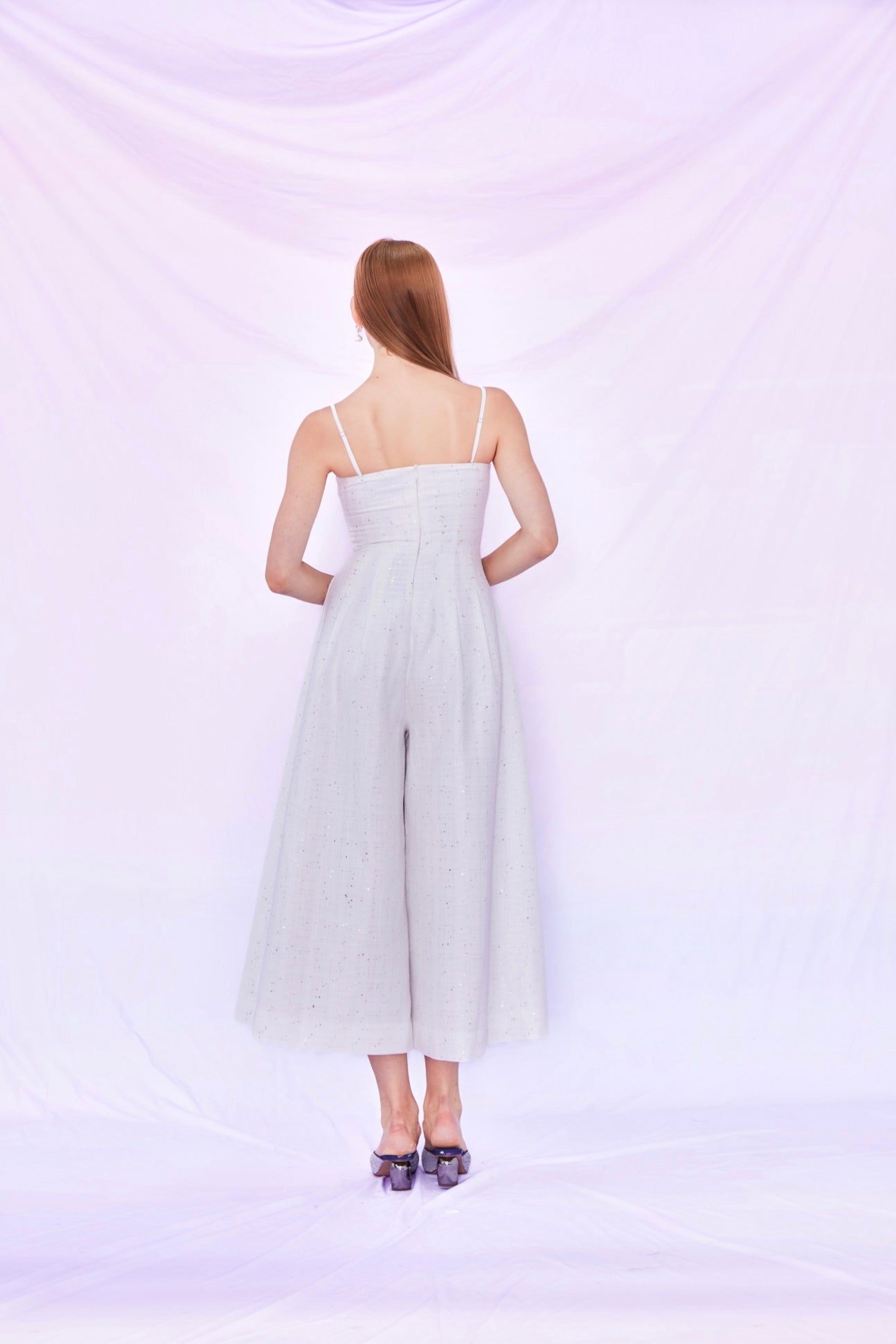 Franka Spaghetti Sequins White Jumpsuit - Nimisski