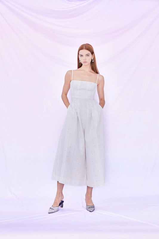 Franka Spaghetti Sequins White Jumpsuit