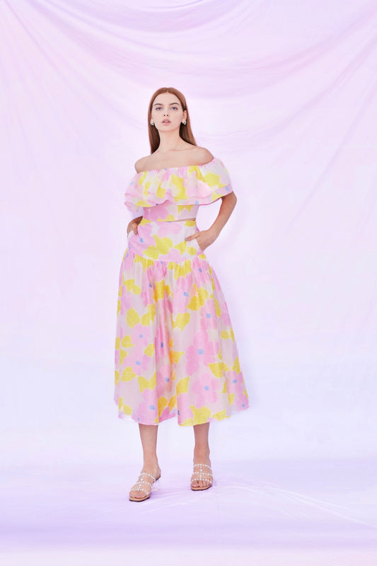 Elfrida Floral Printed Pleated Skirt