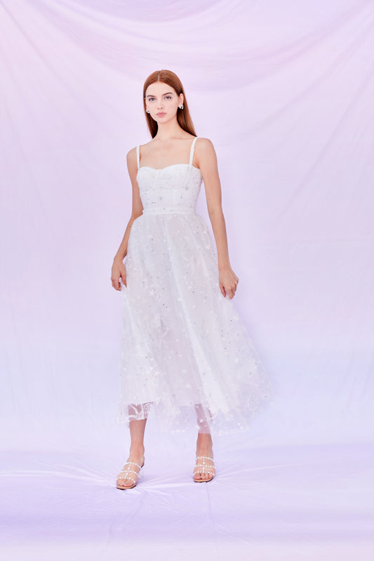 Francisca White Sequin Long Dress