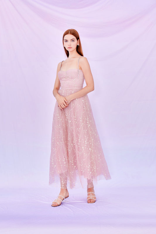 Fronia Rose Pink Sequins Long Dress
