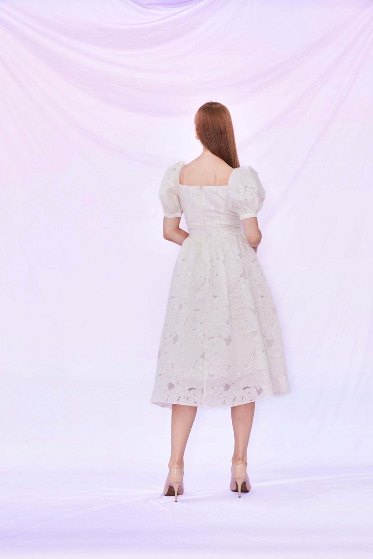 Freda Beige White Long Dress